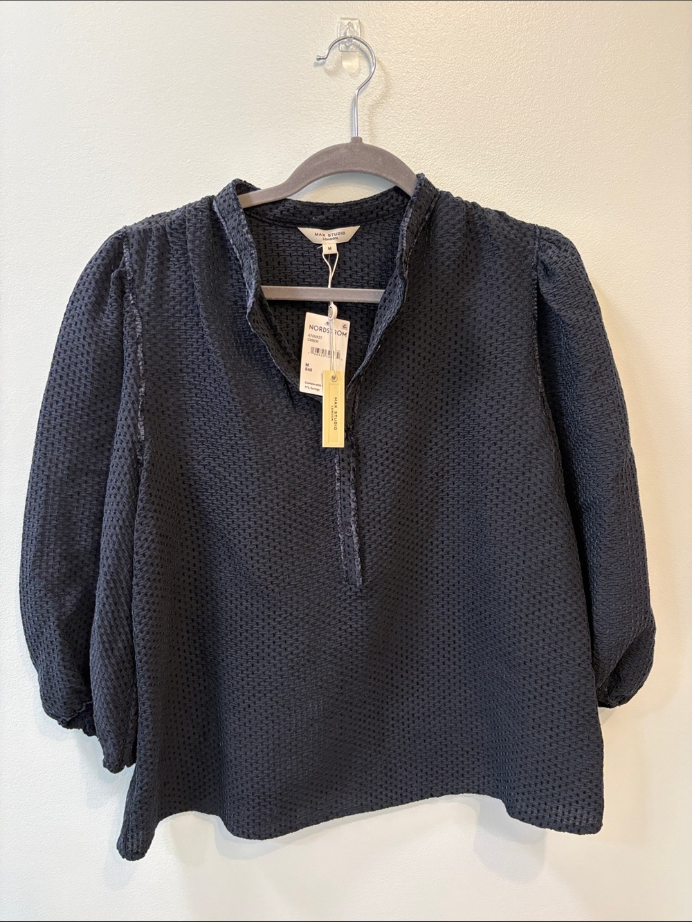 NWT Max Studio carbon navy Textured Top